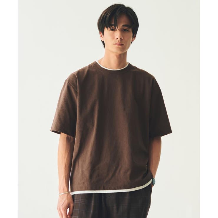 楊柳フェイクレイヤード半袖Tシャツ 【吸水速乾/毛玉になりにくい/洗濯機OK】 | THE SHOP TK | 詳細画像2 