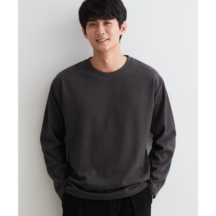 チャコールグレー(014) | 【洗濯機OK】カノコ編み 長袖Tシャツ | THE SHOP TK