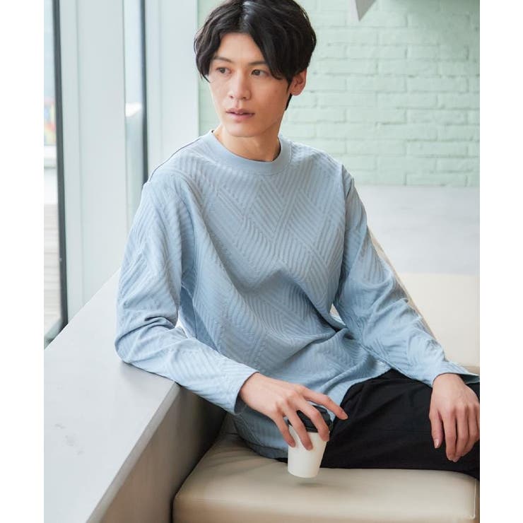 【長く愛せる、定番ロンT】リンクスジャカード長袖Tシャツ | THE SHOP TK | 詳細画像1 
