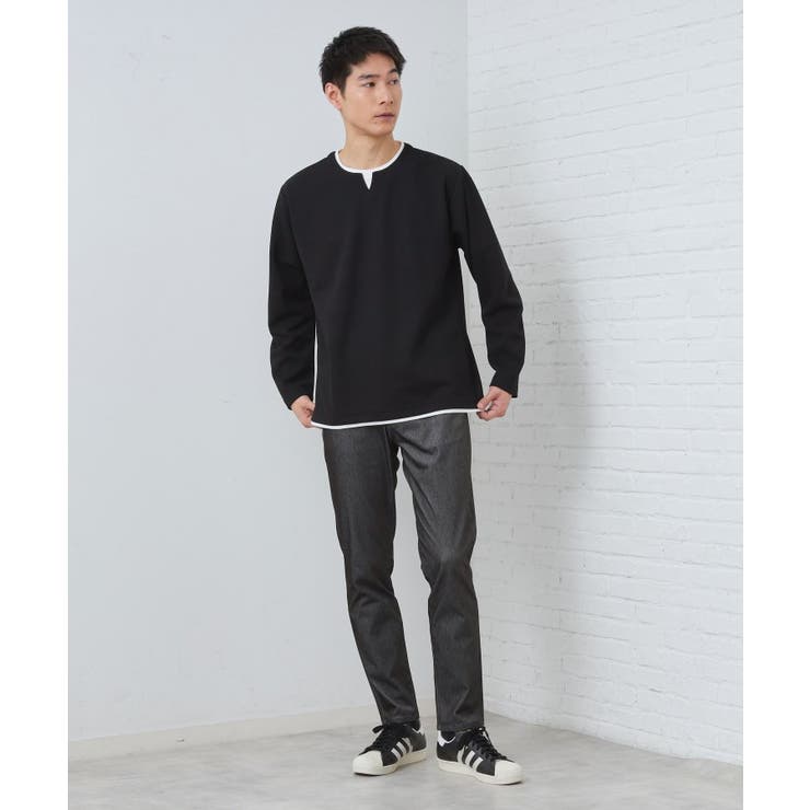 【1枚で手抜きに見えない】キーネック フェイクレイヤード長袖Tシャツ | THE SHOP TK | 詳細画像7 