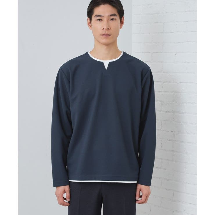 【1枚で手抜きに見えない】キーネック フェイクレイヤード長袖Tシャツ | THE SHOP TK | 詳細画像17 