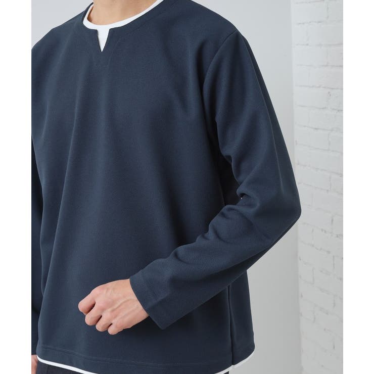【1枚で手抜きに見えない】キーネック フェイクレイヤード長袖Tシャツ | THE SHOP TK | 詳細画像21 