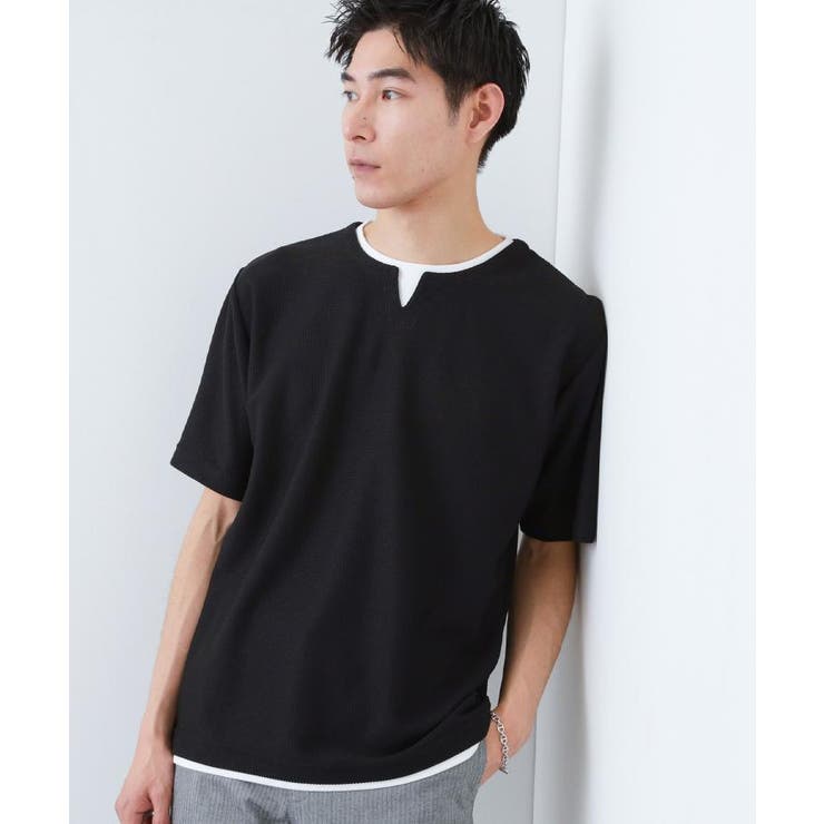 【一枚でコーディネートが完成！】レイヤード風 キーネック 半袖Tシャツ | THE SHOP TK | 詳細画像12 