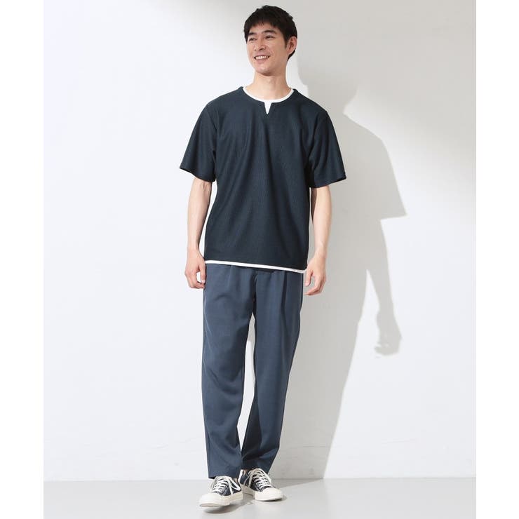 【一枚でコーディネートが完成！】レイヤード風 キーネック 半袖Tシャツ | THE SHOP TK | 詳細画像35 