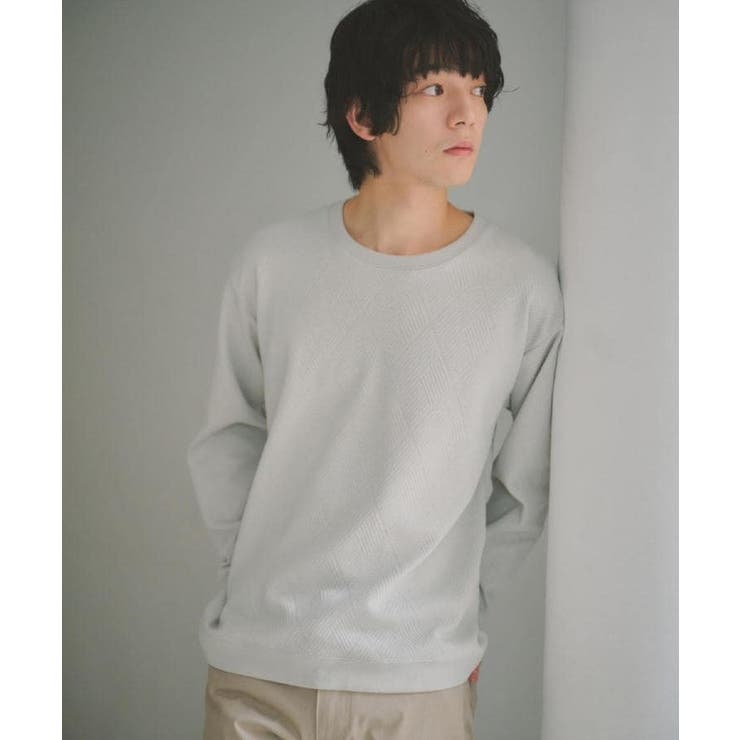 ライトグレー(011) | 【大人のデイリースタイルを格上げ】ジャカードリンクススウエット 洗濯機OK | THE SHOP TK