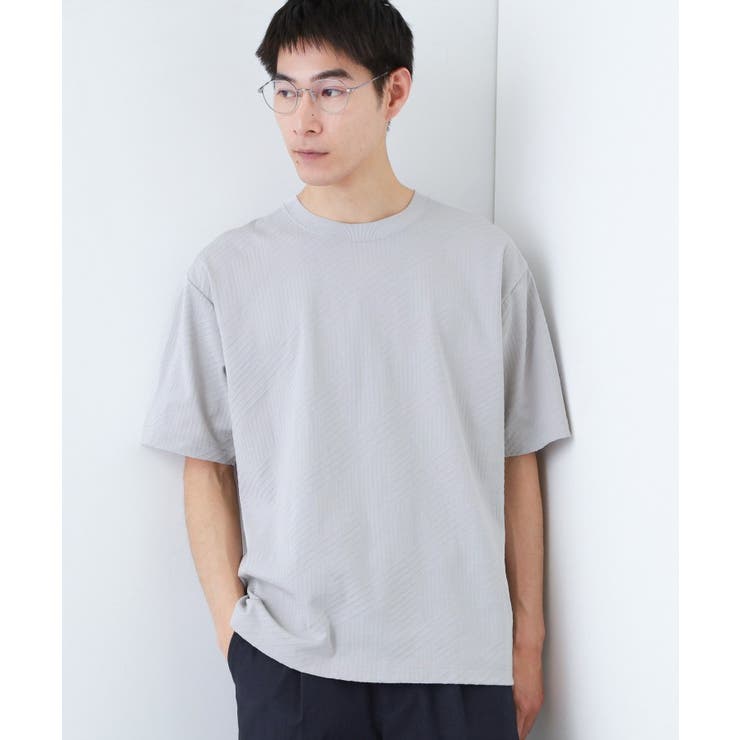 ライトグレー(011) | 【無地だと少し物足りないという方へ】ジオメトリック柄 半袖Tシャツ 洗濯機OK | THE SHOP TK