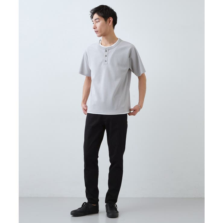 【1枚でちゃんとして見える】ヘンリーネック レイヤード風 半袖Tシャツ | THE SHOP TK | 詳細画像9 