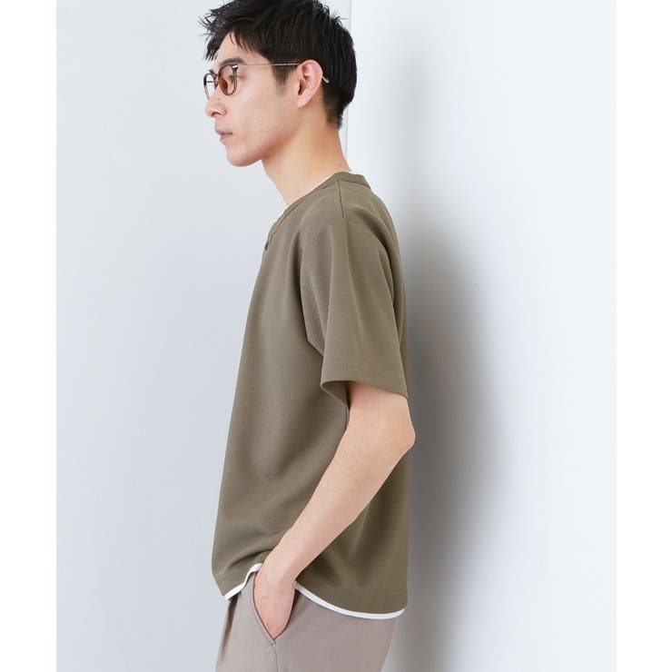 【1枚でちゃんとして見える】ヘンリーネック レイヤード風 半袖Tシャツ | THE SHOP TK | 詳細画像16 