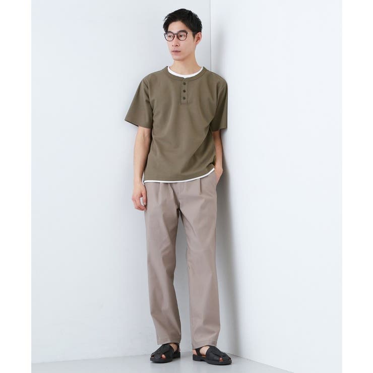 【1枚でちゃんとして見える】ヘンリーネック レイヤード風 半袖Tシャツ | THE SHOP TK | 詳細画像18 