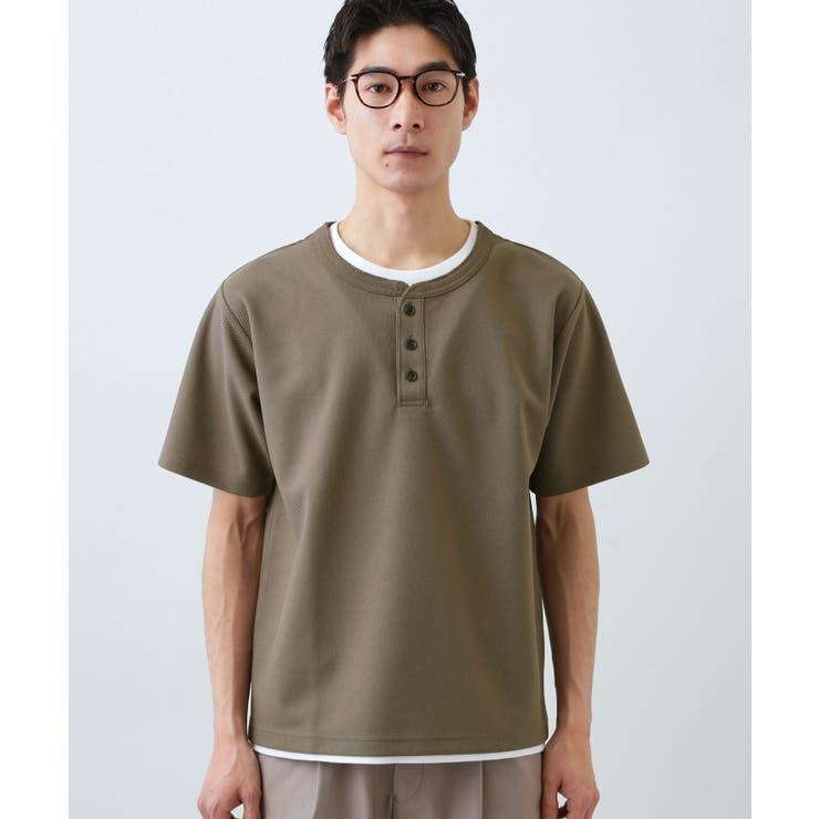 【1枚でちゃんとして見える】ヘンリーネック レイヤード風 半袖Tシャツ | THE SHOP TK | 詳細画像20 