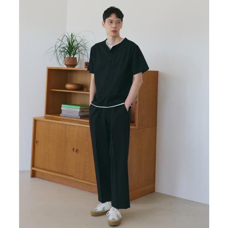 【1枚でちゃんとして見える】ヘンリーネック レイヤード風 半袖Tシャツ | THE SHOP TK | 詳細画像2 
