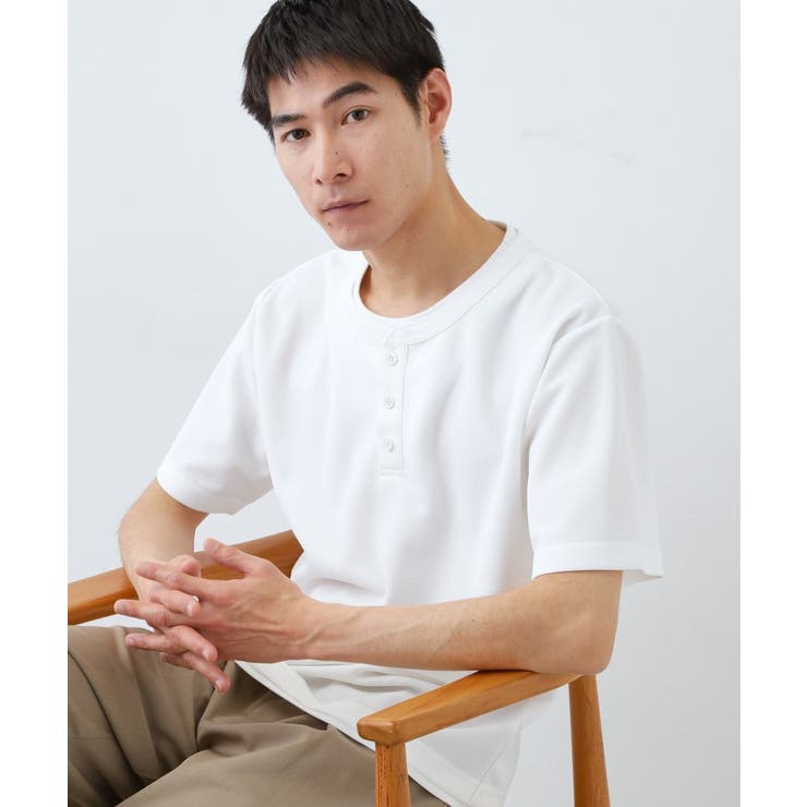 オフホワイト(003) | 【1枚でちゃんとして見える】ヘンリーネック レイヤード風 半袖Tシャツ | THE SHOP TK