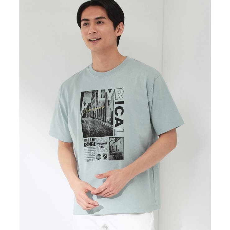 ミントグリーン(621) | 【夏コーデの主役に】グラフィックコットン半袖Tシャツ CAT LANDSCAPE | THE SHOP TK