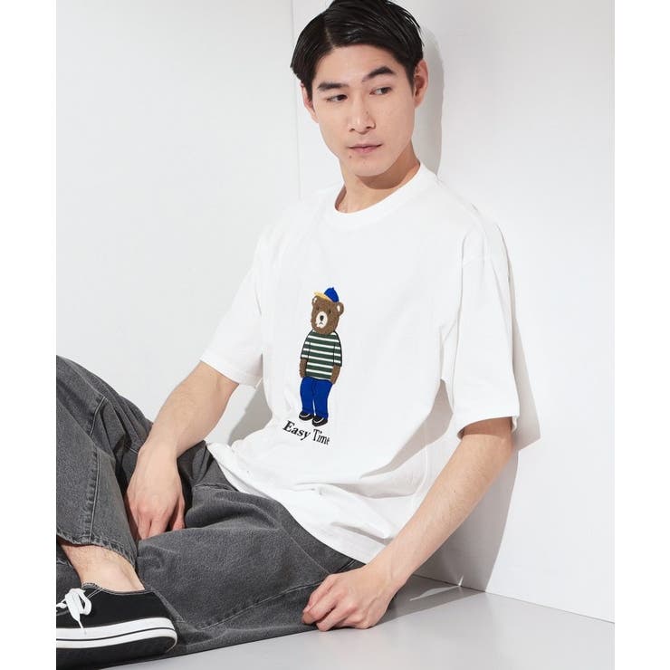 オフホワイト(303) | クマ サガラ刺繍 半袖Tシャツ 【洗濯機OK】 | THE SHOP TK