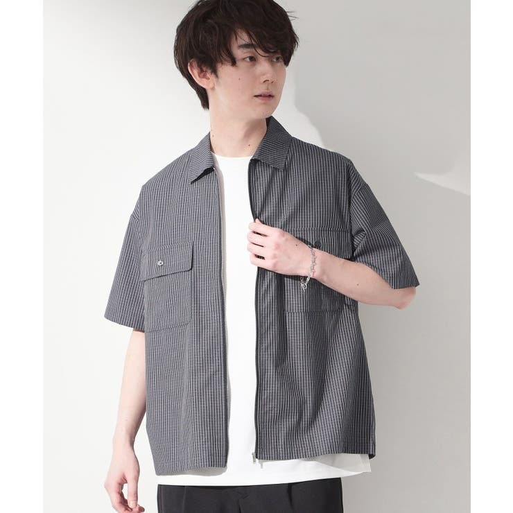 ネイビー(294) | 半袖チェックジップシャツ 洗濯機OK | THE SHOP TK