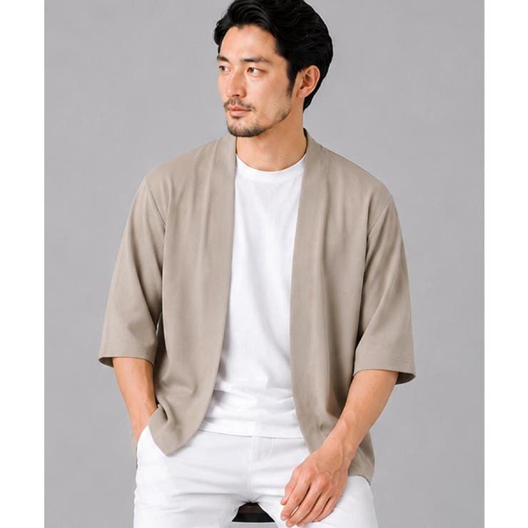 ライトベージュ(051) | メッシュ五分袖カーディガン＋半袖Tシャツ セットアイテム 洗濯機OK | THE SHOP TK