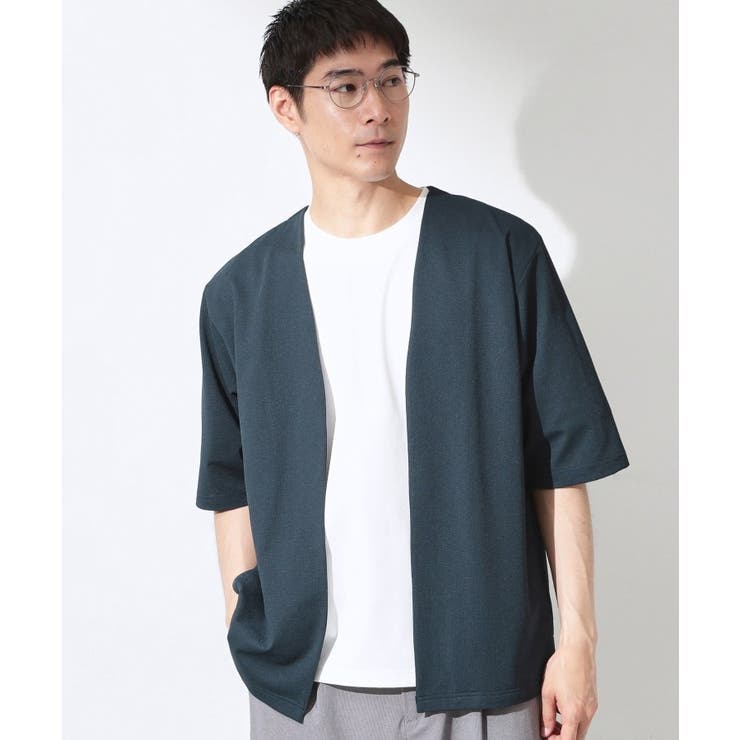ネイビー(094) | メッシュ五分袖カーディガン＋半袖Tシャツ セットアイテム 洗濯機OK | THE SHOP TK
