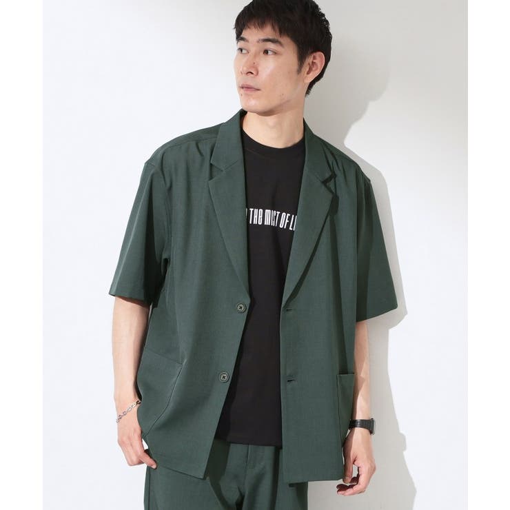 グレー(012) | リラックスワイド 5分袖ジャケット セットアップ可／洗濯機OK | THE SHOP TK