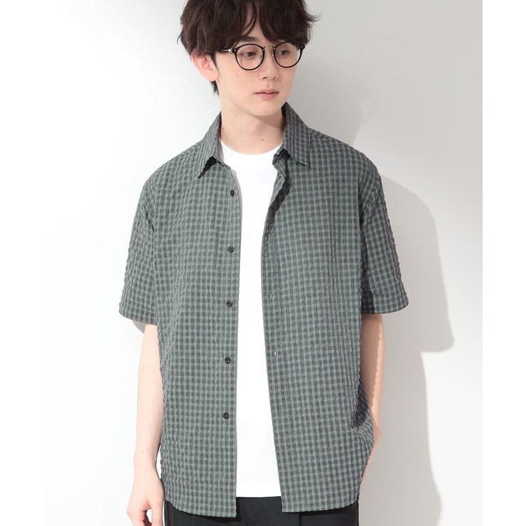 チャコールグレー(213) | サッカー ギンガムチェック 半袖シャツ 洗濯機OK | THE SHOP TK