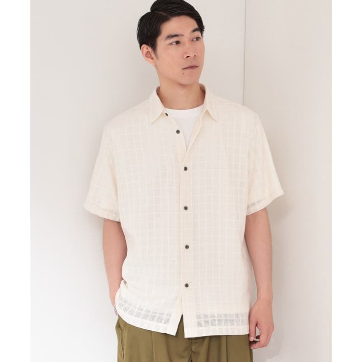 【洗濯機OK】格子柄メッシュ半袖シャツ | THE SHOP TK | 詳細画像1 