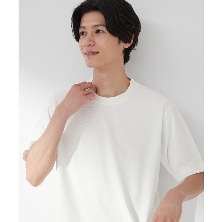 オフホワイト(003) | 【吸水速乾／UVカット／接触冷感】ミニリップル半袖Tシャツ | THE SHOP TK