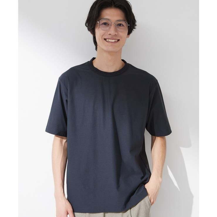 ネイビー(094) | 【吸水速乾／UVカット／接触冷感】ミニリップル半袖Tシャツ | THE SHOP TK