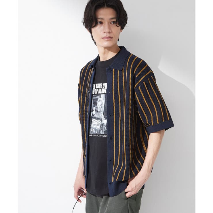 【マシンウォッシャブル】ニットストライプ半袖シャツ | THE SHOP TK | 詳細画像10 