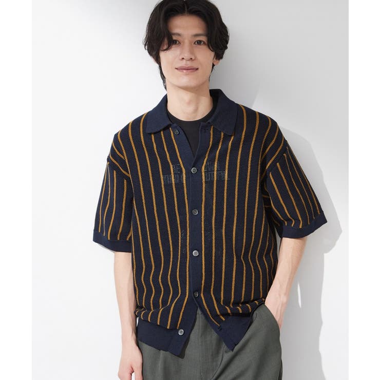 【マシンウォッシャブル】ニットストライプ半袖シャツ | THE SHOP TK | 詳細画像9 
