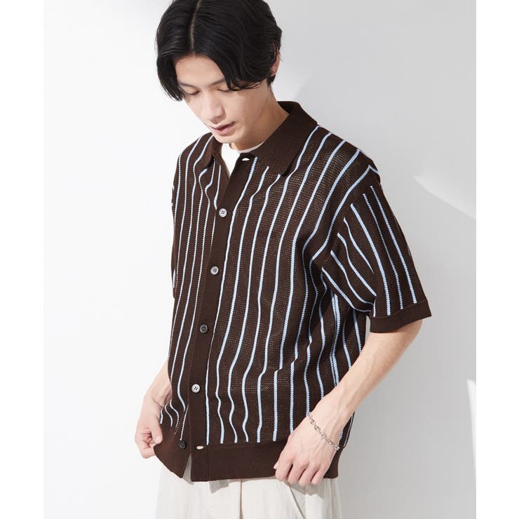 【マシンウォッシャブル】ニットストライプ半袖シャツ | THE SHOP TK | 詳細画像5 