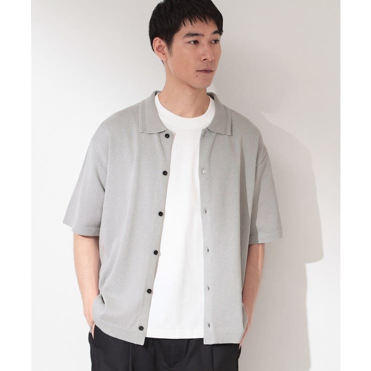 【抗菌防臭／UVカット／洗濯機OK】和紙混 半袖ニットシャツ | THE SHOP TK | 詳細画像1 