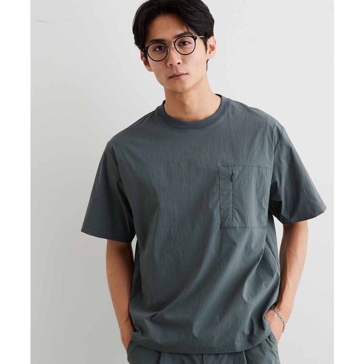 チャコールグレー(013) | 【接触冷感/洗濯機OK／セットアップ可】ナイロンストレッチ半袖Tシャツ | THE SHOP TK