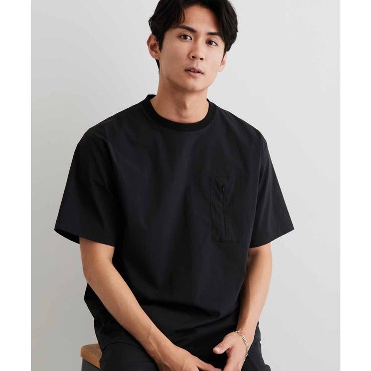 ブラック(019) | 【接触冷感/洗濯機OK／セットアップ可】ナイロンストレッチ半袖Tシャツ | THE SHOP TK