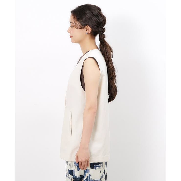 ノーカラーVネックジレ【洗濯機洗い可】 | OPAQUE.CLIP | 詳細画像23