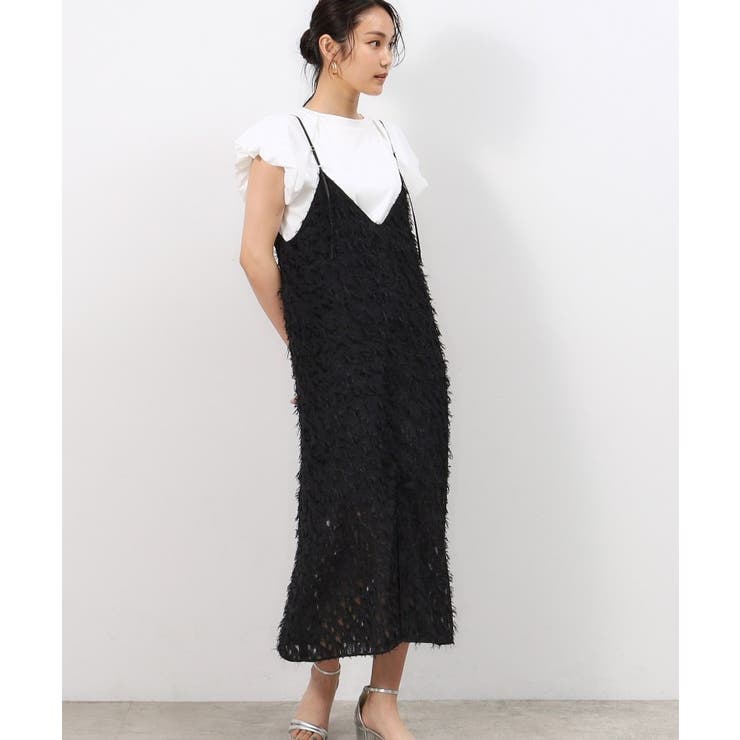 ブラック(019) | 前後2WAYフリンジキャミワンピース【洗濯機洗い可】 | OPAQUE.CLIP