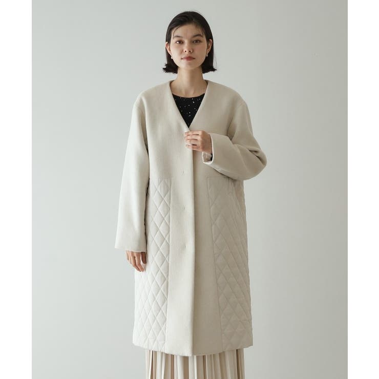 S-LLsize》ウールカシミヤブレンド キルティングドッキングコート[品番