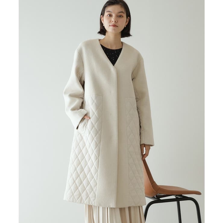 S-LLsize》ウールカシミヤブレンド キルティングドッキングコート[品番