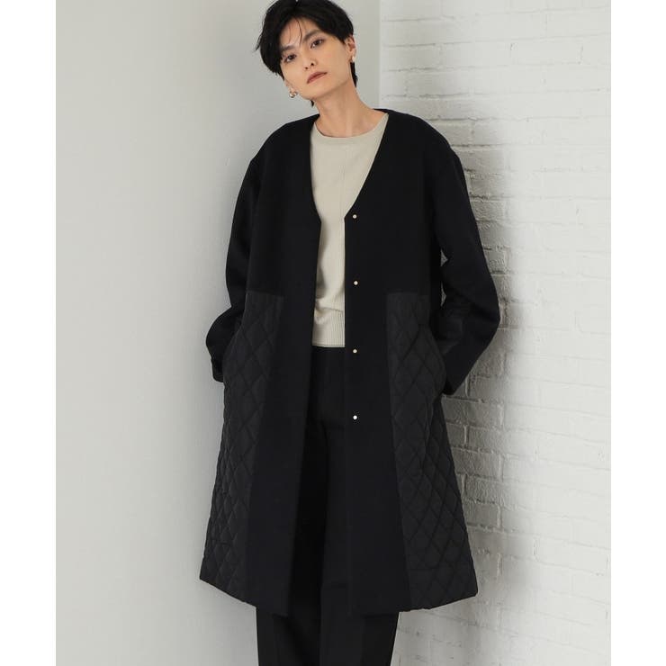 OPAQUE.CLIP ウールカシミヤブレンド キルティングドッキングコート OPAQUE.CLIP｜《S-LLsize》ウールカシミヤブレンド キルティング