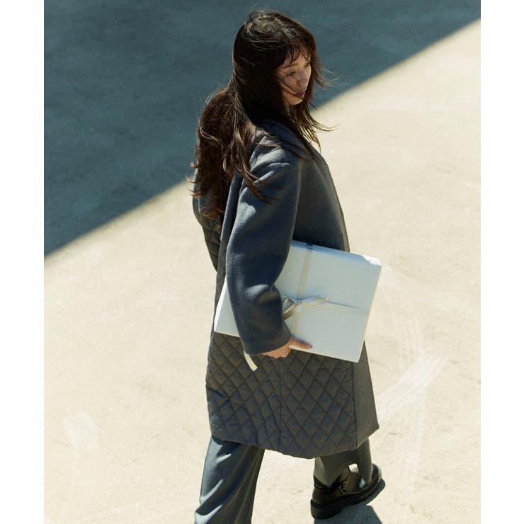 S-LLsize》ウールカシミヤブレンド キルティングドッキングコート[品番