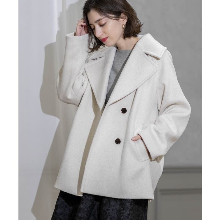 S-LLsize》ウールカシミヤブレンド ミドルピーコート[品番