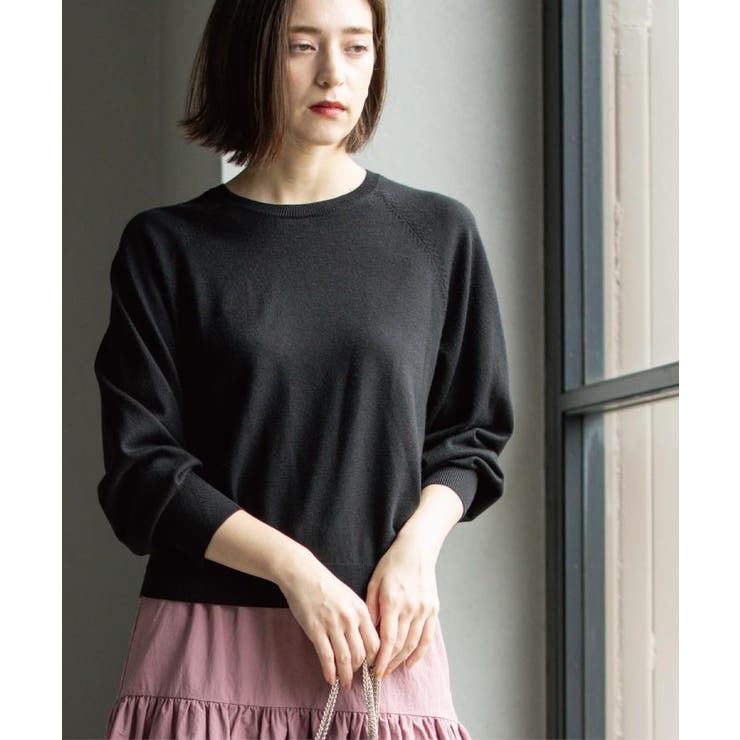 ラグランクルーネックニット エクストラファインメリノウール | OPAQUE.CLIP | 詳細画像1 