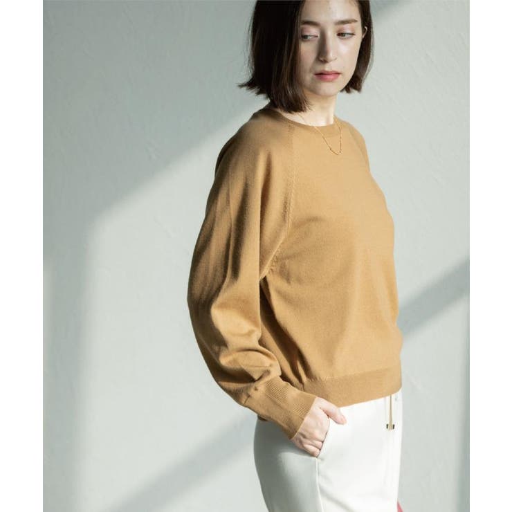 ラグランクルーネックニット エクストラファインメリノウール | OPAQUE.CLIP | 詳細画像7 