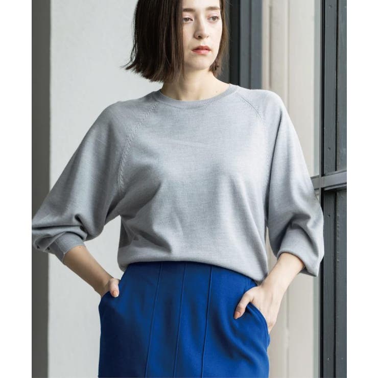 グレー(812) | ラグランクルーネックニット エクストラファインメリノウール | OPAQUE.CLIP