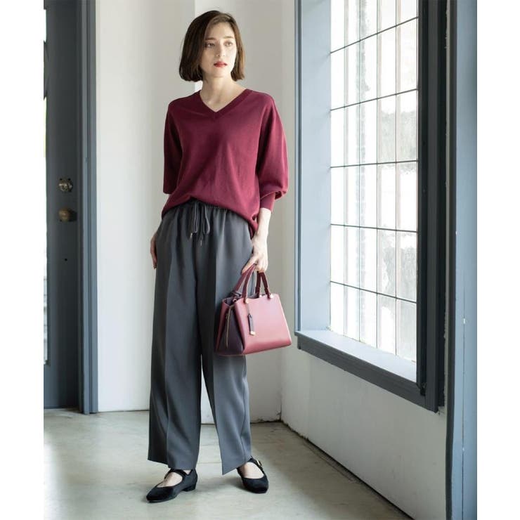 《SS-LLサイズ》ストレッチ美脚イージーワイドパンツ【防シワ/洗濯機洗い可】 | OPAQUE.CLIP | 詳細画像3 