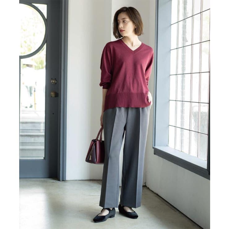 《SS-LLサイズ》ストレッチ美脚イージーワイドパンツ【防シワ/洗濯機洗い可】 | OPAQUE.CLIP | 詳細画像5 