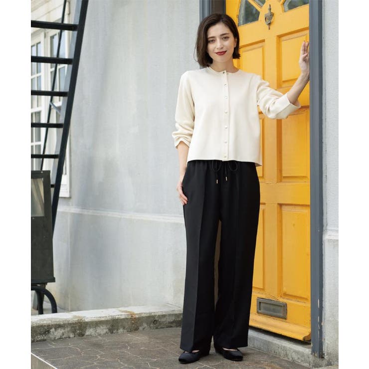 《SS-LLサイズ》ストレッチ美脚イージーワイドパンツ【防シワ/洗濯機洗い可】 | OPAQUE.CLIP | 詳細画像7 