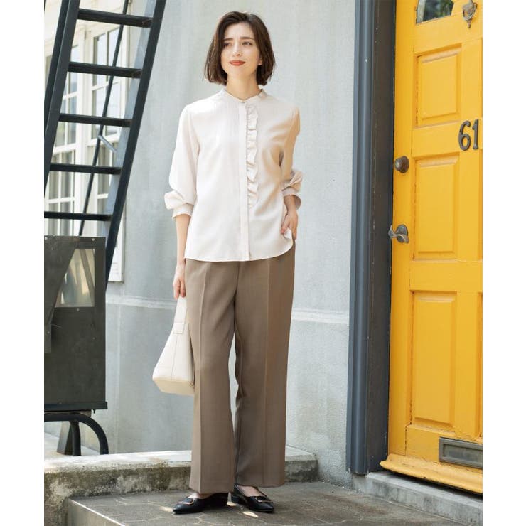 《SS-LLサイズ》ストレッチ美脚イージーワイドパンツ【防シワ/洗濯機洗い可】 | OPAQUE.CLIP | 詳細画像12 