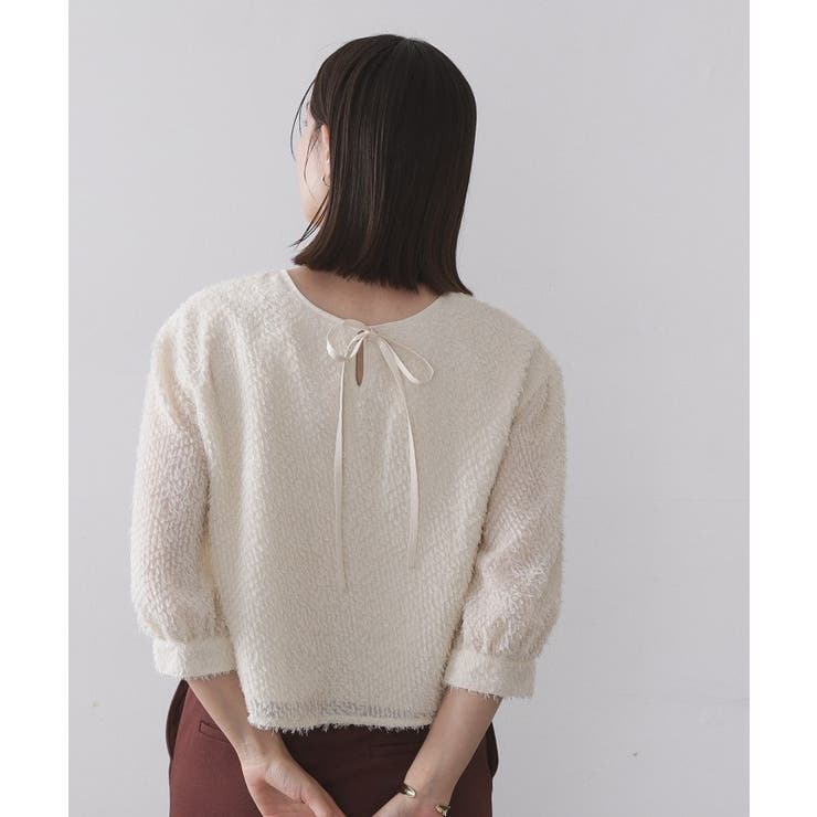 前後2WAY シアーフリンジジャカードブラウス【洗濯機OK】 | OPAQUE.CLIP | 詳細画像2 