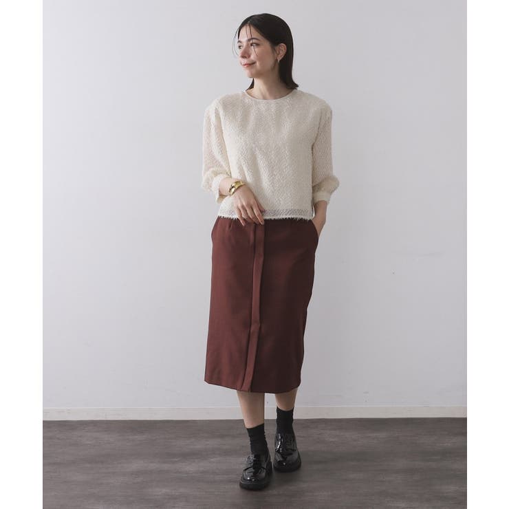 前後2WAY シアーフリンジジャカードブラウス【洗濯機OK】 | OPAQUE.CLIP | 詳細画像3 