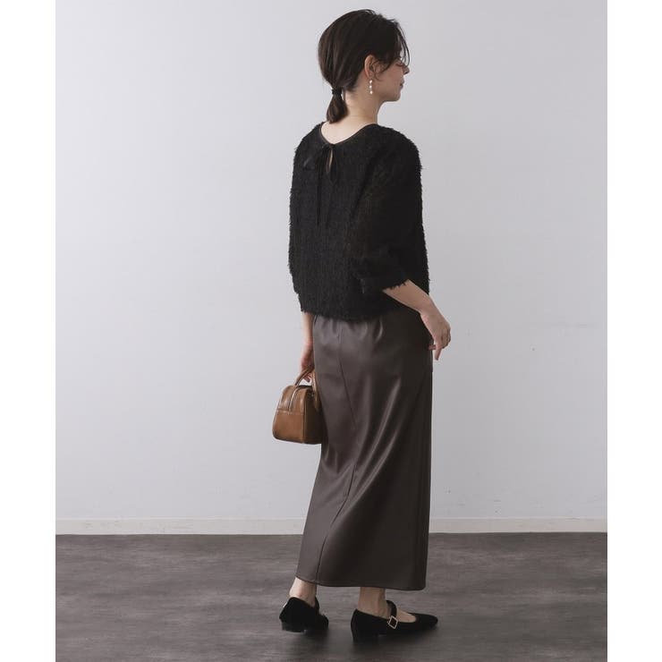 前後2WAY シアーフリンジジャカードブラウス【洗濯機OK】 | OPAQUE.CLIP | 詳細画像11 