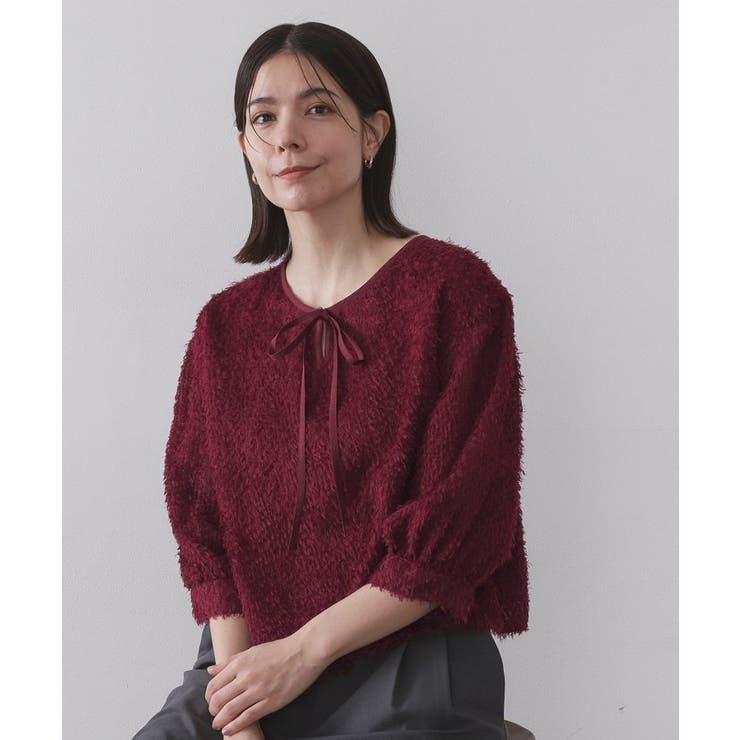 前後2WAY シアーフリンジジャカードブラウス【洗濯機OK】 | OPAQUE.CLIP | 詳細画像15 